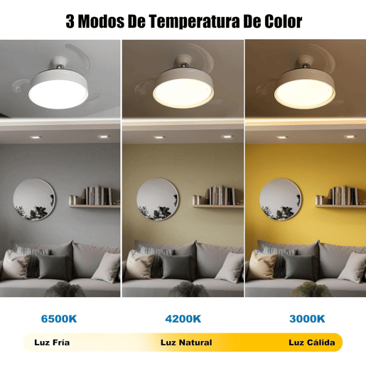 Ventilador de teto com motor DC leve e ultrassilencioso com lâminas dobráveis u200Bu200BLED 70W cor branca