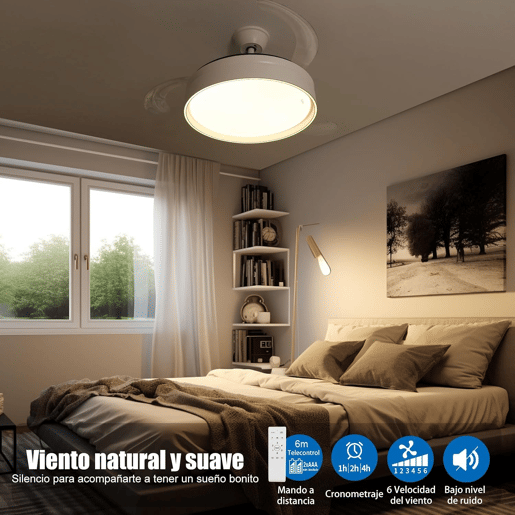 Ventilador de teto com motor DC leve e ultrassilencioso com lâminas dobráveis u200Bu200BLED 70W cor branca