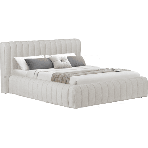 Cama de casal em tecido Tignes com arrumação - 140 x 190 cm - Bege