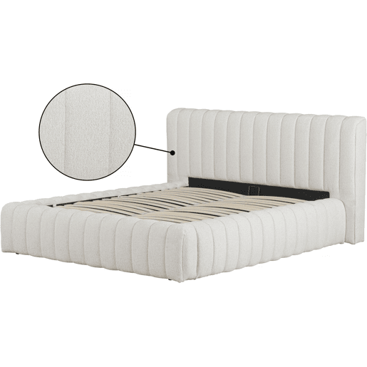 Cama de casal em tecido Tignes com arrumação - 140 x 190 cm - Bege