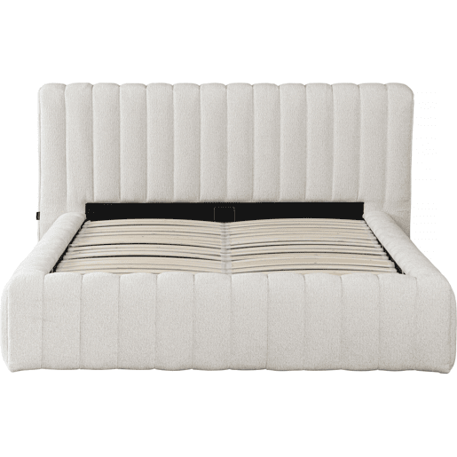 Cama de casal em tecido Tignes com arrumação - 140 x 190 cm - Bege