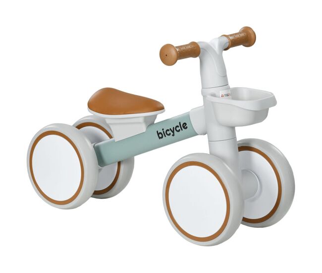 Aiyaplay bicicleta sin pedales para niños de 12-36 meses bicicleta de equilibrio con asiento ajustable cesta y 4 ruedas silenciosas carga 20 kg 56x27x39 cm verde