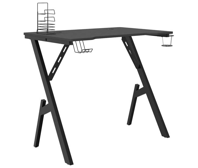 Mesa de ordenador - mesa gaming con patas en forma de y negro 90x60x75 cm