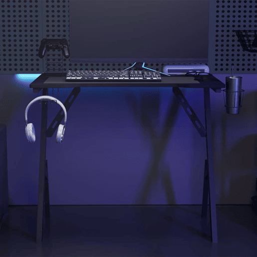 Escrivaninha de computador - Mesa Gaming c pernas em forma de Y 90x60x75 cm preto