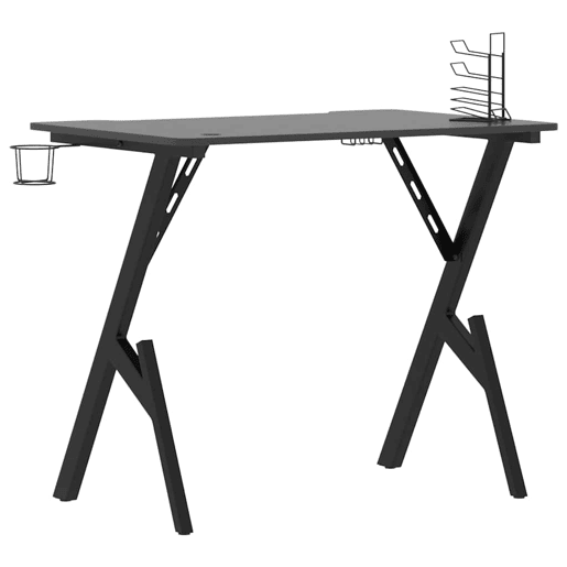 Escrivaninha de computador - Mesa Gaming c pernas em forma de Y 90x60x75 cm preto