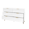 Elegante aparador branco design moderno, 6 gavetas, puxadores e pés dourados 120*40*77cm