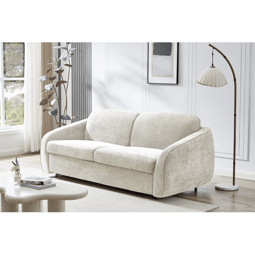 Sofá convertível Laurie Express em tecido texturado - cama de 140 cm - 3 lugares - Bege