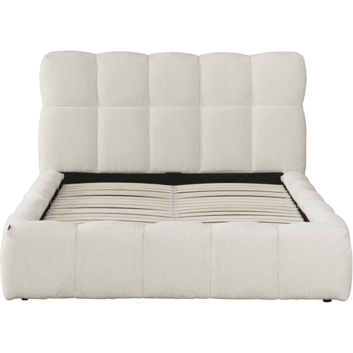 Cama de casal em tecido Davos com arrumação - 140 x 190 cm - Bege