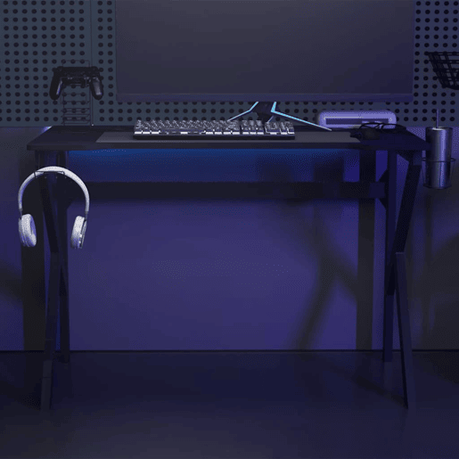 Escrivaninha de computador - Mesa Gaming c pernas em forma de K 110x60x75 cm preto