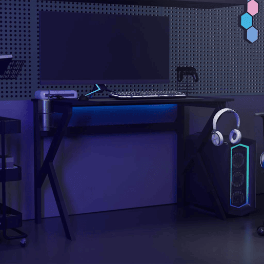 Escrivaninha de computador - Mesa Gaming c pernas em forma de K 110x60x75 cm preto