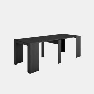 Mesa Consola Extensível, Cozinha, Sala de jantar, 222x90x77cm, Para 10 pessoas, Mesa de Jantar, Preto