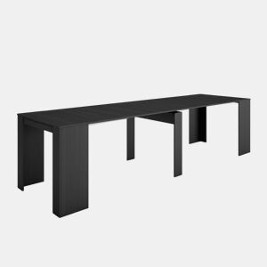Mesa Consola Extensível, Cozinha, Sala de jantar, 302x90x77cm, Para 14 pessoas, Mesa de Jantar, Preto