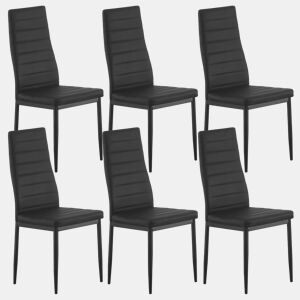 Cadeira CASSEL Preta - Design Escandinavo, Assento Acolchoado em PU, Encosto Ergonômico, Pés Metálicos, Moderna e Funcional