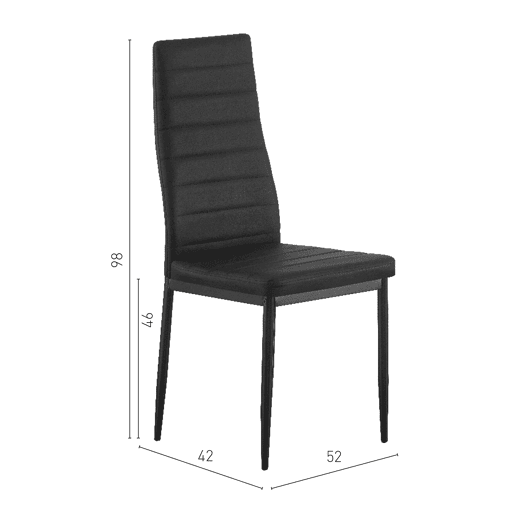 Cadeira CASSEL Preta - Design Escandinavo, Assento Acolchoado em PU, Encosto Ergonômico, Pés Metálicos, Moderna e Funcional