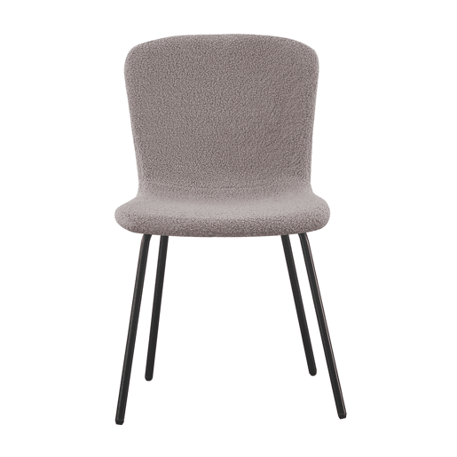 Cadeira CANNES Cinza - Design Escandinavo, Estofado em Bouclé, Encosto Ergonômico, Pés Metálicos, Moderna e Confortável