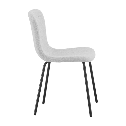 Cadeira CANNES Branca - Design Escandinavo, Estofado em Bouclé, Encosto Ergonômico, Pés Metálicos, Moderna e Confortável