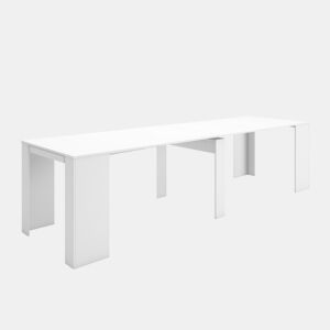 Mesa Consola Extensível, Cozinha, Sala de jantar, 302x90x77cm, Para 14 pessoas, Mesa de Jantar, Branco