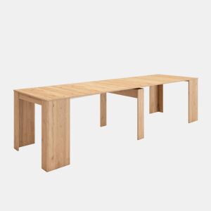 Mesa Consola Extensível, Cozinha, Sala de jantar, 302x90x77cm, Para 14 pessoas, Mesa de Jantar, Carvalho