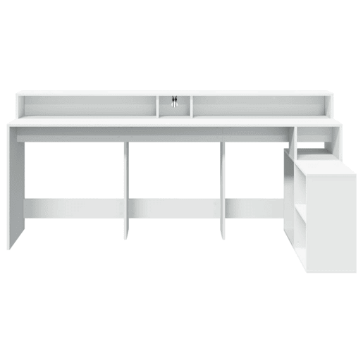 Secretária - Escrivaninha de computador c luzes LED 200x104x91 cm derivados madeira branco