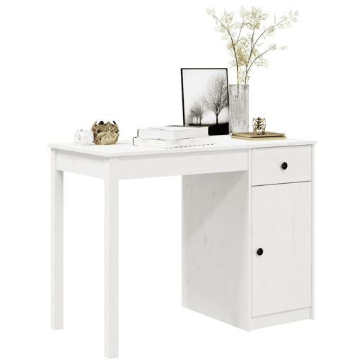 Secretária Escrivaninha de computador - 100x50x75 cm madeira de pinho maciça branco