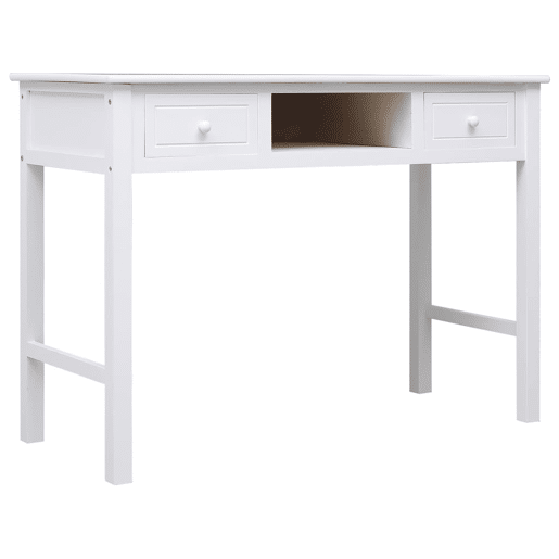 Secretária Escrivaninha de computador - 108x45x76 cm madeira de paulownia maciça branco