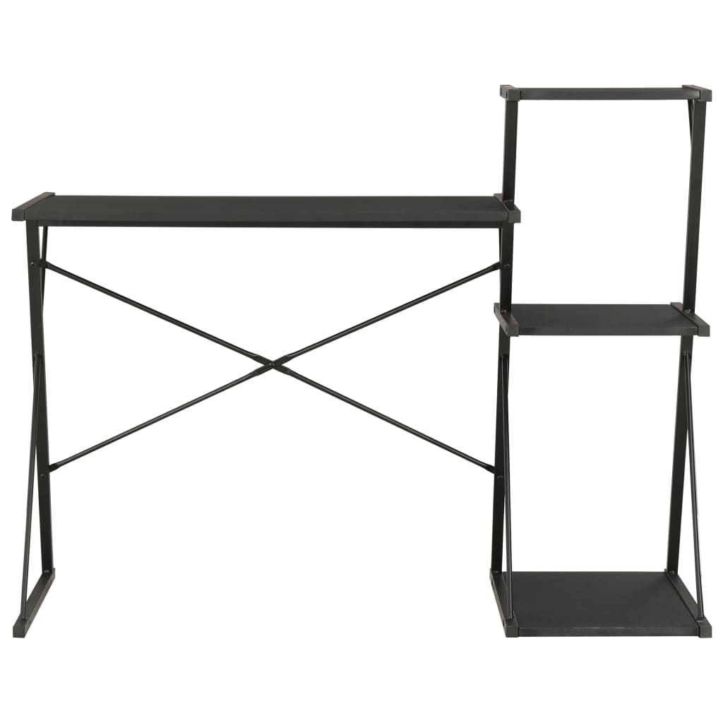 Escritorio - mesa de ordenador con estantería negro 116x50x93 cm