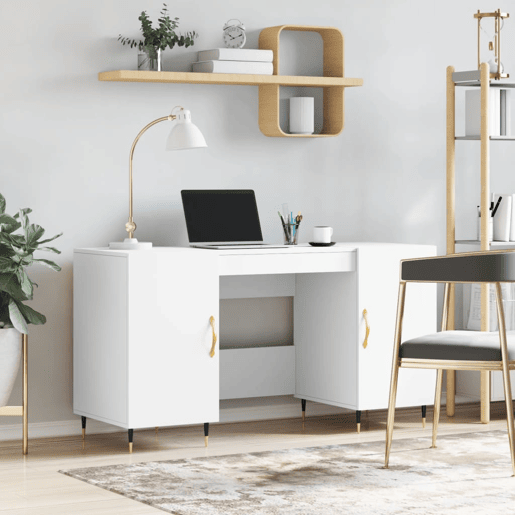 Secretária Escrivaninha de computador - 140x50x75 cm derivados de madeira branco Secretária Escrivaninha de computador - 140x50x75 cm derivados de madeira branco