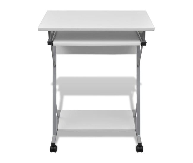 Escritorio - mesa de ordenador compacto de ordenador con bandeja de teclado blanco