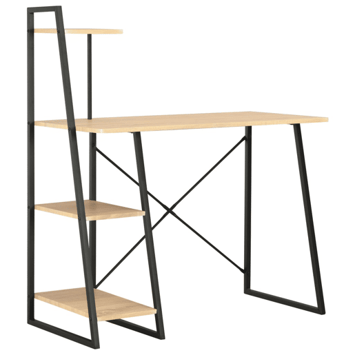 Secretária - Escrivaninha de computador c unidade prateleiras 102x50x117cm preto e carvalho