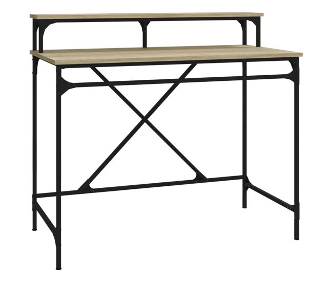 Escritorio - mesa de ordenador de hierro y madera contrachapada sonoma 100x50x90 cm