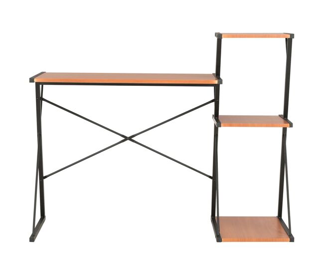 Escritorio - mesa de ordenador con estantería negro y marrón 116x50x93 cm