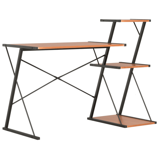 Secretária - Escrivaninha de computador com prateleira 116x50x93 cm preto e castanho