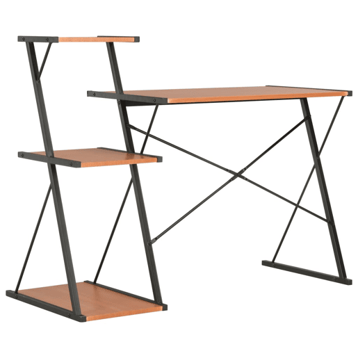 Secretária - Escrivaninha de computador com prateleira 116x50x93 cm preto e castanho
