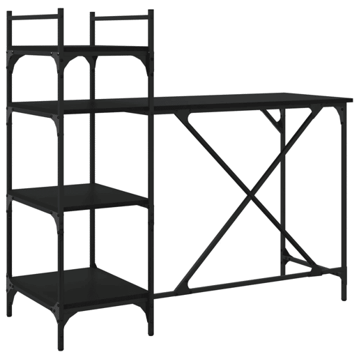 Secretária - Escrivaninha de computador com prateleiras 120x47x109 cm preto