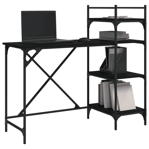 Secretária - Escrivaninha de computador com prateleiras 120x47x109 cm preto