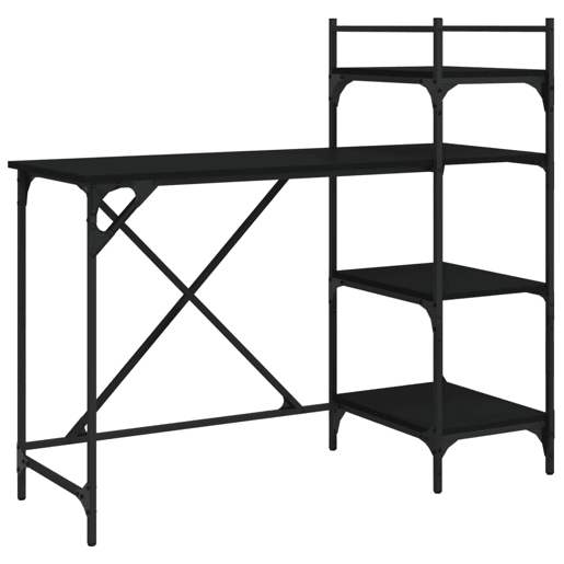 Secretária - Escrivaninha de computador com prateleiras 120x47x109 cm preto