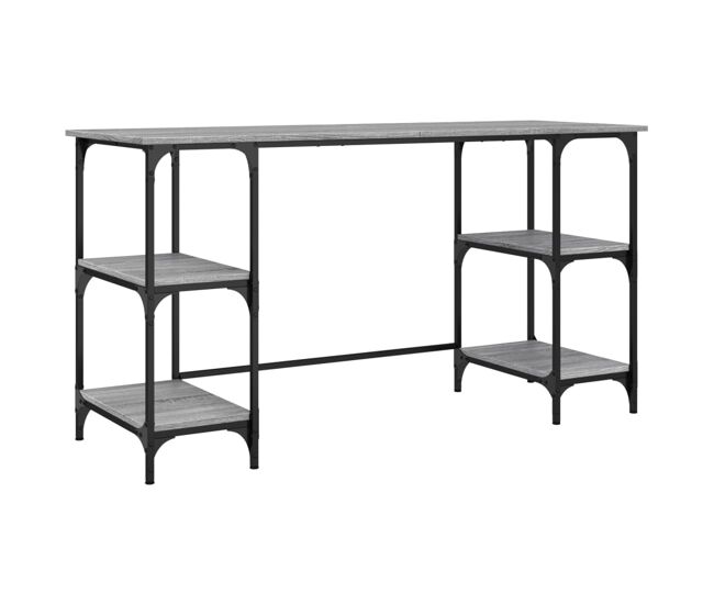 Escritorio - mesa de ordenador metal madera de ingeniería gris sonoma 140x50x75 cm