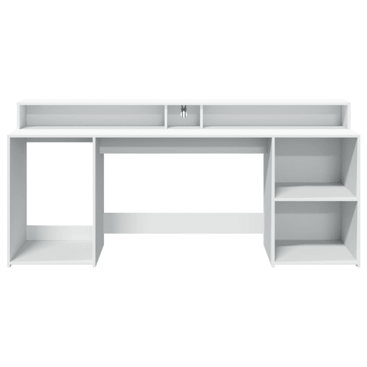 Secretária - Escrivaninha de computador c luzes LED 160x55x91cm derivados de madeira branco