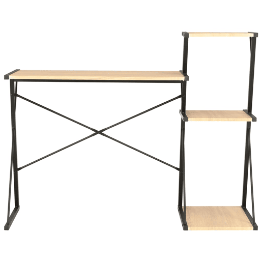 Secretária - Escrivaninha de computador com prateleira 116x50x93 cm preto e carvalho