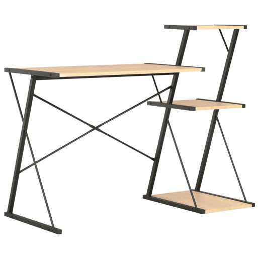 Secretária - Escrivaninha de computador com prateleira 116x50x93 cm preto e carvalho