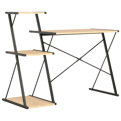 Secretária - Escrivaninha de computador com prateleira 116x50x93 cm preto e carvalho
