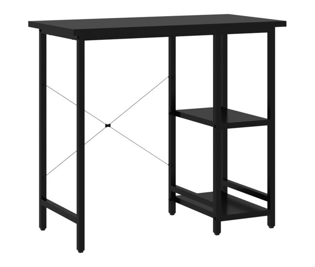 Escritorio - mesa de ordenador para ordenador de mdf y metal negro 80x40x72 cm