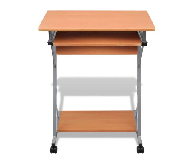 Escritorio - mesa de ordenador compacto de ordenador con bandeja de teclado marrón