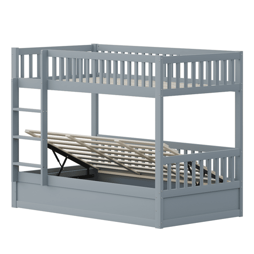Cama infantil 90 * 200 cm - Sistema hidráulico de arrumação, robusta e duradoura, para crianças - Cinza