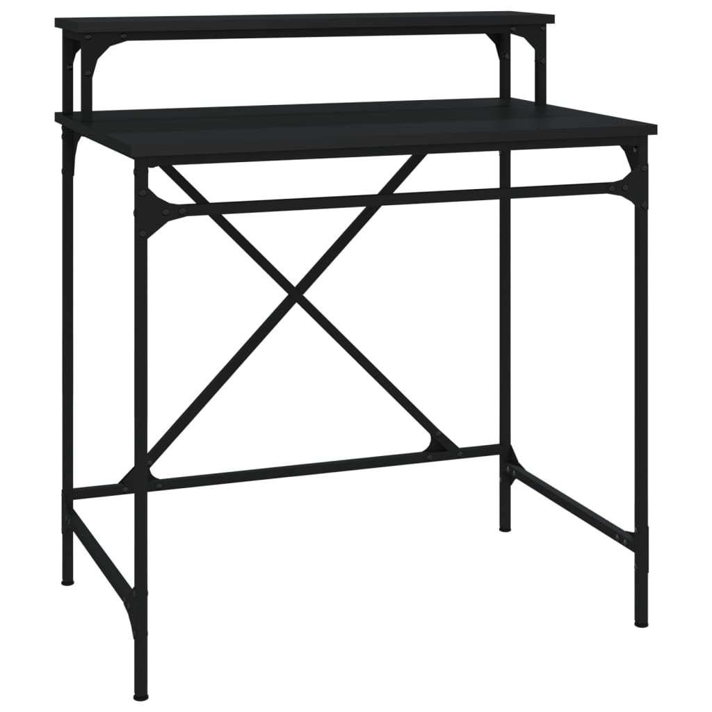 Escritorio - mesa de ordenador de hierro y madera contrachapada negro 80x50x90 cm