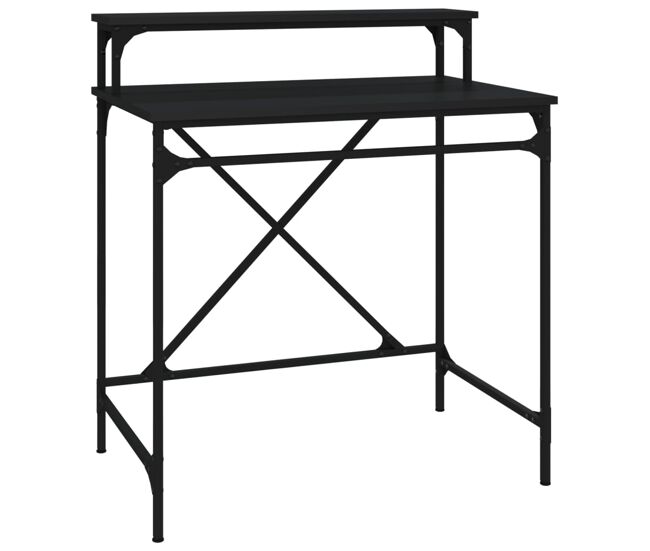 Escritorio - mesa de ordenador de hierro y madera contrachapada negro 80x50x90 cm