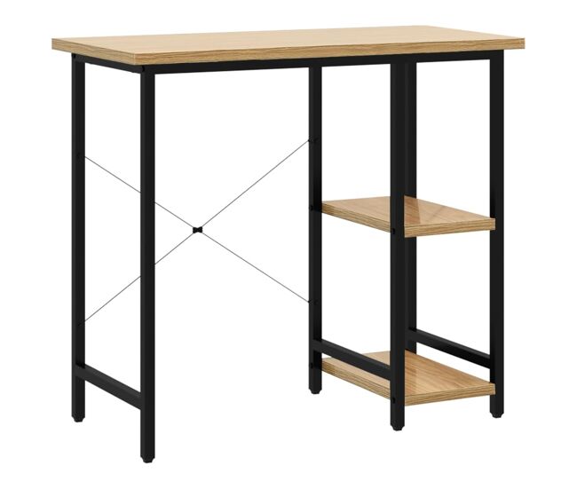 Escritorio - mesa de ordenador para ordenador mdf metal negro roble 80x40x72 cm