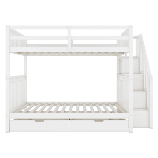 Litera 140x200 cm - Estante em escada, com duas gavetas, grades altas, certificação EN747-1 - Branco