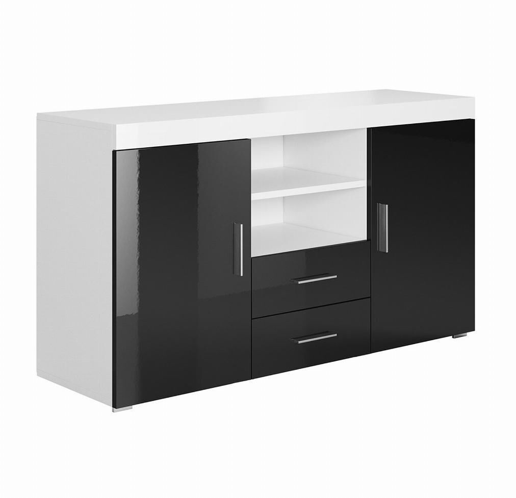 Aparador Salón comedor 2 puertas 2 cajones Roque 140 Blanco/ Negro