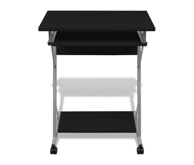 Escritorio - mesa de ordenador compacto de ordenador con bandeja de teclado negro